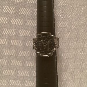 GANZ Initial M Silver-tone & Black Ring